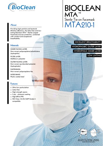 Bioclean MTA Sterile Tie-On Facemask