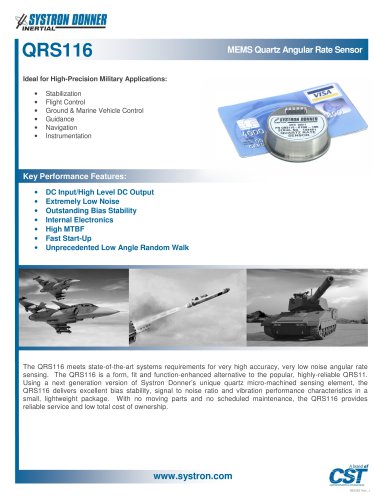 QRS116 Single-Axis Tactical Grade Analog Gyroscope