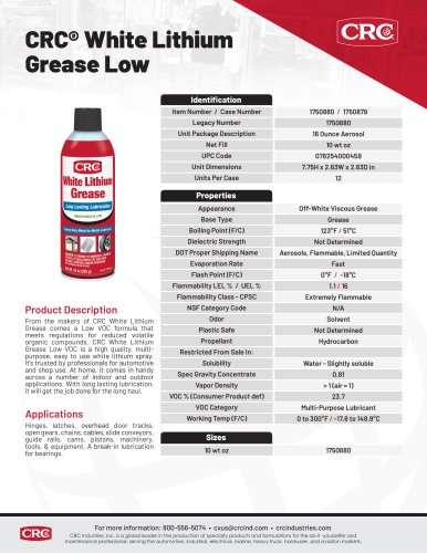 CRC&reg; White Lithium Grease Low