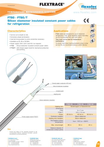 FLEXTRACE - FTSO - Silicon elastomer insulated constant power cables for refrigeration