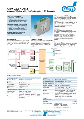 Data Sheet CAN-CBX-AO412