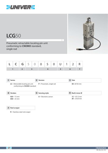 LCG50_Pneumatic retractable locating pin unit conforming to CNOMO standard, single rod