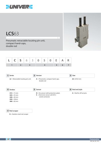 LCS63_Pneumatic retractable locating pin unit, compact hand-caps,  double rod