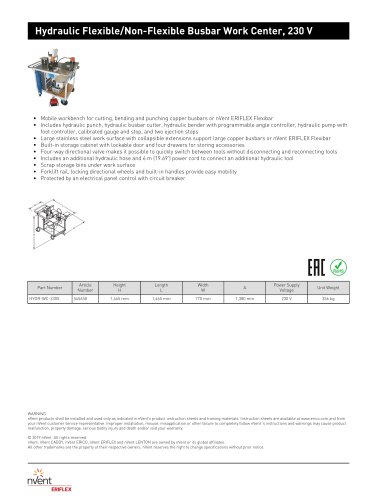 Hydraulic Flexible/Non-Flexible Busbar Work Center, 230 V