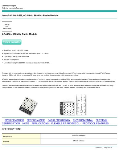 AC4486 - 868MHz Radio Module