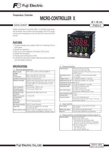 Datasheet temperature controller PXE4