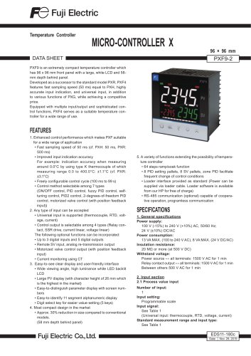 Datasheet temperature controller PXF9