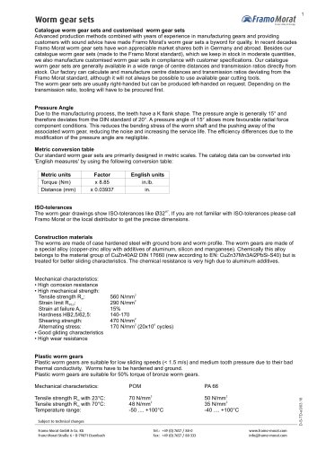 Worm gear sets