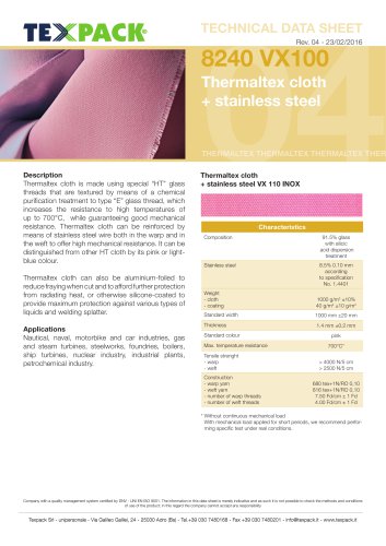 Thermaltex cloth + stainless steel