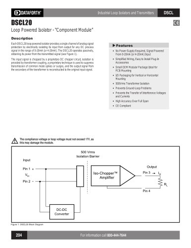 Analog Voltage Input Signal Conditioners, Narrow Bandwidth DSCL20-01