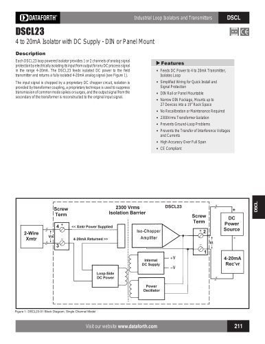 DSCL23 Analog Voltage Input Signal Conditioners, Narrow Bandwidth