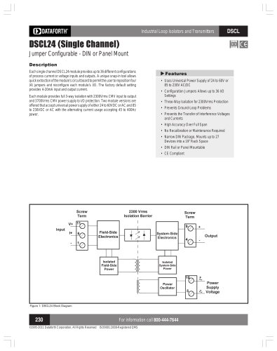 DSCL24 (Single Channel) Jumper Configurable - DIN or Panel Mount