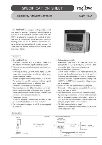 AQM-100A Resistivity Analyzer/Controller