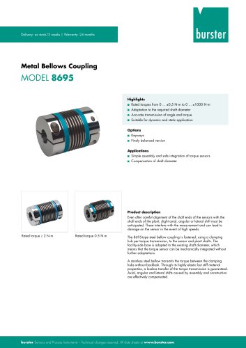 Data Sheet Metal Bellows Coupling Model 8690