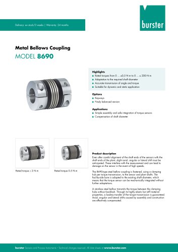 Data Sheet Metal Bellows Coupling Model 8690 2025