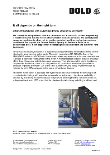 Press release Motorstarter UG 9256/804