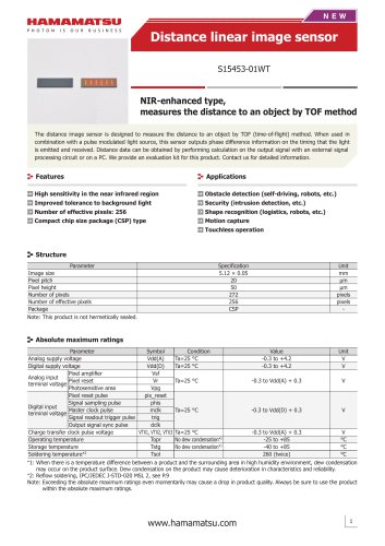 Distance linear image sensor S15453-01WT