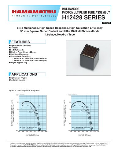 MULTIANODE PHOTOMULTIPLIER TUBE ASSEMBLY H12428 SERIES