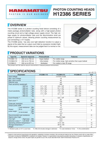 PHOTON COUNTING HEADS H12386 SERIES