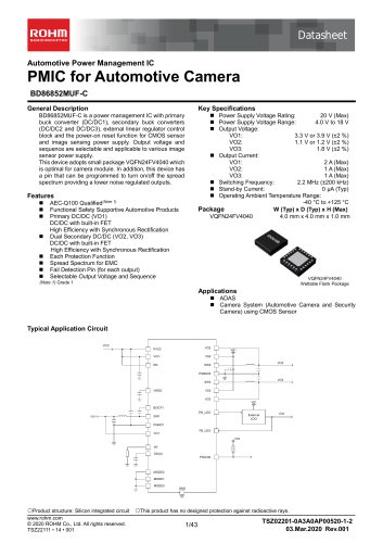 PMIC for Automotive Camera BD86852MUF-C