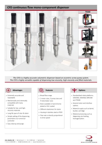 mta® CFD continuous flow dispensers