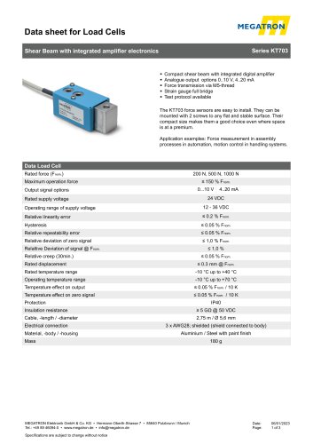 Shear Beam Force Sensor - KT703