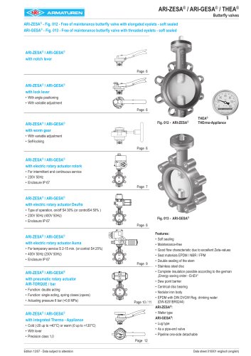 ARI-GESA Free of maintenance butterfly valve with threaded eyelets - soft sealed 