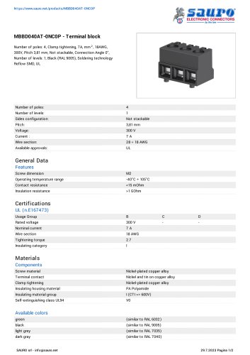 MBBD040AT-0NC0P - Terminal block