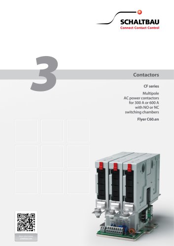 CF – Multipole AC power contactors for 300 A or 600 A with NO or NC switching chambers