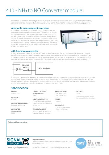 410 - NH3 to NO Converter module