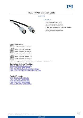 P-203.xx PICA-HVPZT Extension Cable Accessorie