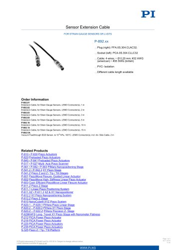 P-892.xx Sensor Extension Cable