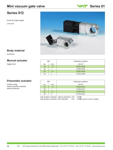 012 - Mini gate valve VATLOCK