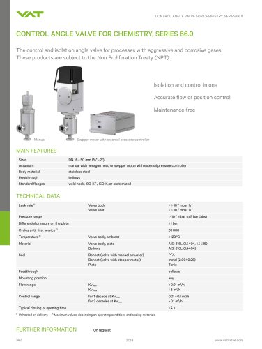 CONTROL ANGLE VALVE FOR CHEMISTRY, SERIES 66.0