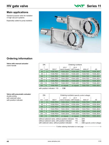 HV gate valve with Bellows