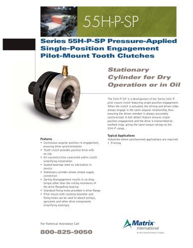 Series 55H-P-SP Pressure-Applied Single-Position Engagement Pilot-Mount Tooth Clutches