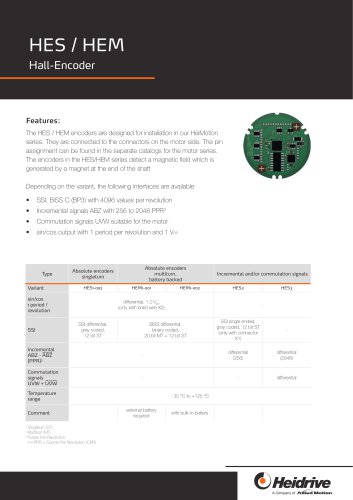 HES/HEM Hall Encoder