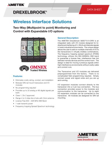 Wireless Interface Solutions 560-5715-x-DRX Series, Two Way Wireless