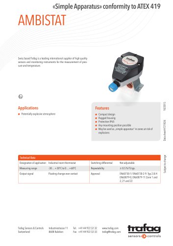 Data Sheet «Simple Apparatus» conformity to ATEX 419