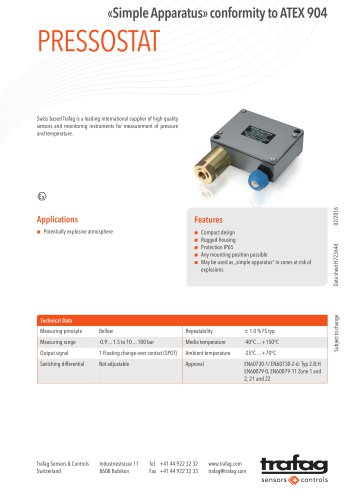 Data Sheet «Simple Apparatus» conformity to ATEX 904