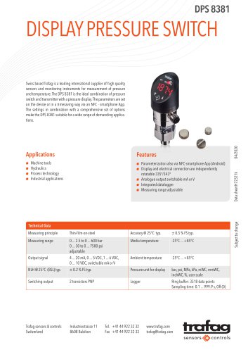 DISPLAY PRESSURE SWITCH DPS 8381