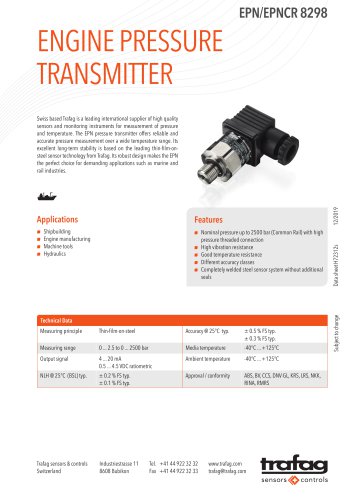 ENGINE PRESSURE TRANSMITTER EPN/EPNCR 8298