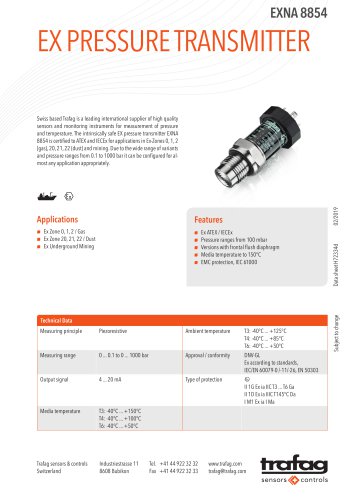 Ex Pressure Transmitter EXNA 8854