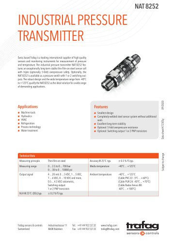 Industrial pressure transmitter NAT 8252