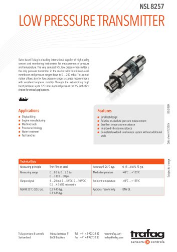 LOW PRESSURE TRANSMITTER NSL 8257