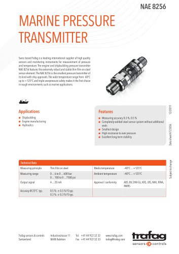 MARINE PRESSURE TRANSMITTER NAE 8256