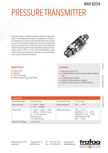 PRESSURE TRANSMITTER NAH 8254