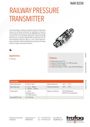 Railway pressure transmitter NAR 8258