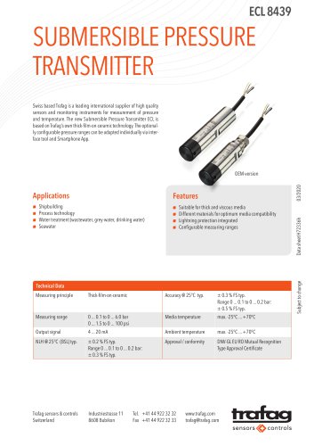 SUBMERSIBLE PRESSURE TRANSMITTER  ECL 8439