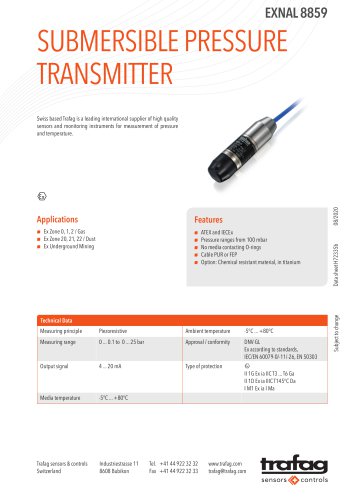 SUBMERSIBLE PRESSURE TRANSMITTER EXNAL 8859